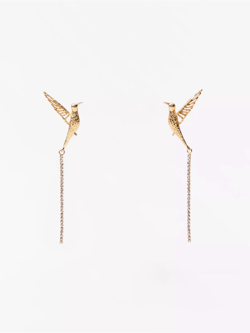 Gold Hummingbird Drop Earrings
